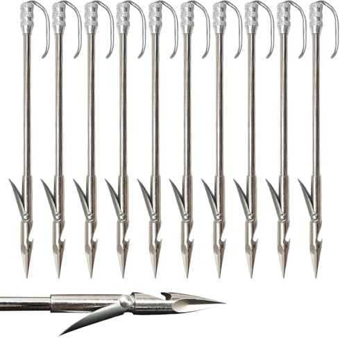 SUFFUSE Slingshot Fishing Darts, 10pcs Stainless Steel Fishing Slingshot Arrows, 6.3in Detachable Arrowheads, Professional Slingshot Accessories for Shooting Fish and Hunting-10pcs