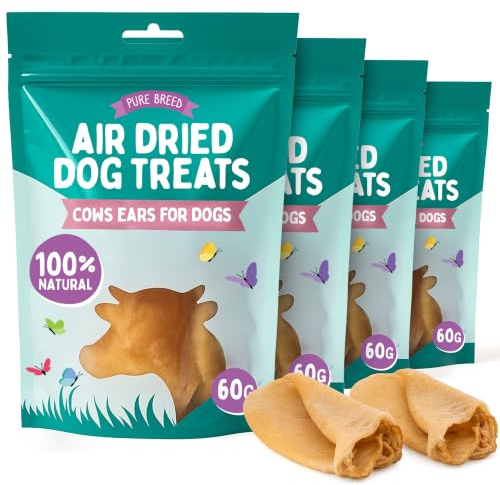 Pure Breed 4pk Cow Ears for Dogs Natural Dog Treats 240g