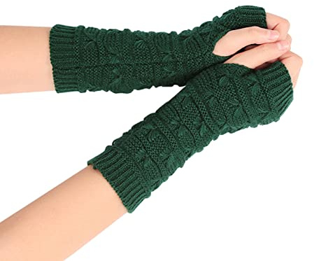 Cocila À Doigts Ouverts En Laine Tricotée Pour Femmes Chauds Courts Demi-Doigts Mitaines Thermiques Tricotées Gant Noir Hiver Sans Doigt Gants Tres Chaud Homme Femme Mitaine Cachemire Chaude