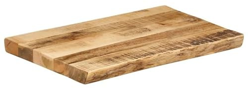 Eleganz Mesa maciza con borde de árbol de 60 x 40 x 3,8 cm – Madera de mango rugosa con acabado natural – Mesa rústica para cocina, salón o jardín – Duradero y respetuoso con el medio ambiente