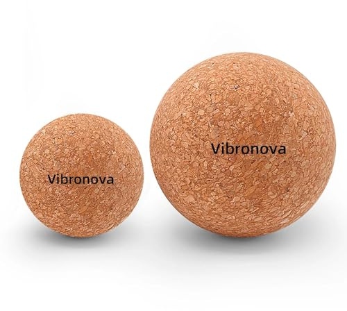 Vibronova Pallina Massaggio Piedi in Sughero Antibatterico - Set di 6,5 e 10 cm per Auto-Massaggio dei Punti Trigger e Tensioni, Ideale per Fasce Muscolari su Tutto il Corpo