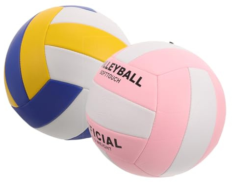 Zerodeko Lot de 2 Ballons de Volley-Ball Souples Taille 5 Épaisseur 2.0 Cm Couleurs Blanc Bleu et Jaune Ballon D'entraînement pour Volley-Ball en Salle Équipement Sportif pour Examen