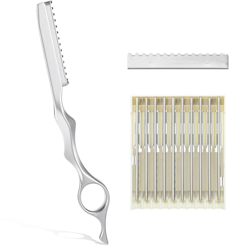 Rahhlzs, 11 rasoi per capelli per tagliare i capelli, pettine per diradamento dei capelli, con ricambio testurizzante, rasoio da parrucchiere, strumento per lo styling dei capelli, strumento per