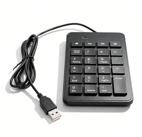 Gsycle Tastierino numerico cablato USB, tastierino numerico a basso rumore da 23 tasti Tastierino programmabile con tasto calcolatrice per laptop PC notebook