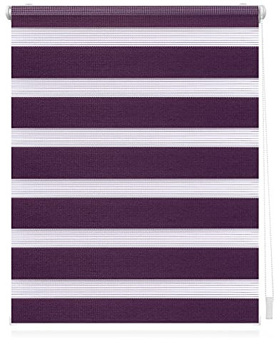 Lichtblick Doppelrollo Klemmfix ohne Bohren, Streifen, Blickdicht, Klemmträger-Montage, Sichtschutz, Wandmongtage, Deckenmontage, für Fenster und Türen Brombeer,90 cm x 220 cm (B x L)