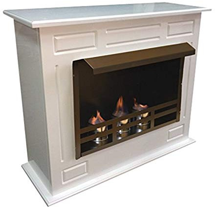 Ethanol und Gelkamin Kamin Modell Dion XL Weiss 3 Schichten Lackierung - Klavierlack- inkl. 27 teil. Set