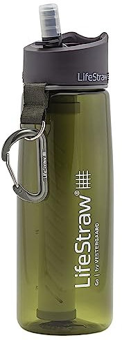 LifeStraw Go 2 Nachfüllbare Wasserflasche mit Eingebautem (2-Stufig) Green Filter, Grün, M