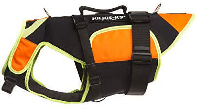 Julius-K9, IDC Multifunktionale Hundeweste 3in1, Größe: L, Schwarz und UV Orange