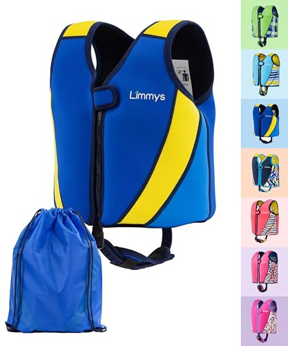 Limmys Premium Neopren Schwimmweste - Ideale Schwimmhilfe für Jungen und Mädchen - Extra Kordelzugtasche Inclusive, Europäische Marke, Verschiedene Größen (Blau, Mittel)