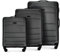 WITTCHEN Globe Line Reisekoffer 3-teiliges Kofferset Rollkoffer Trolley Handgepäck Hartschale aus ABS mit 4 Rollen Zahlenschloss Teleskopgriff | Schwarz