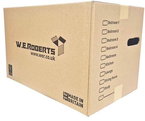 Moving Boxes x 20 Large Strong Cardboard Packing Boxes for Moving House – Ideal for Storage, Moving, and Packing 45.7cm x 28.8cm x 28.8cm with Carry Handles and Room List (20)