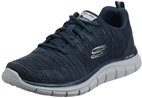 Skechers Mens Track Front Runner Sneaker, Navy Knit Gray Trim, 7 UK
