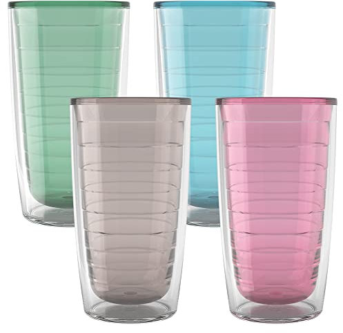 Tervis Clear & Colorful Tabletop Made in USA Double Walled Insulated Tumbler, 16oz-4pk, Assorted Pastels