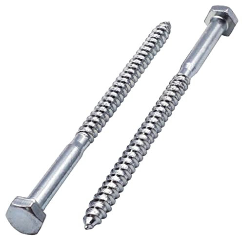 SKIR'CO (15 piezas) Tornillos hexagonales de acero galvanizado DIN 571 para madera, M6 x 120 mm, tornillos de coach, tornillos hexagonales, tornillos de retardo