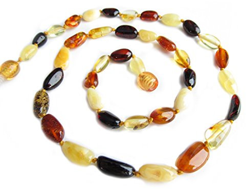 Baltische echte Bernsteinkette Damen – 100% Baltischer Bernstein Schmuck - Bernsteinschmuck - Bernstein Perlen - Halskette für Erwachsene (42)