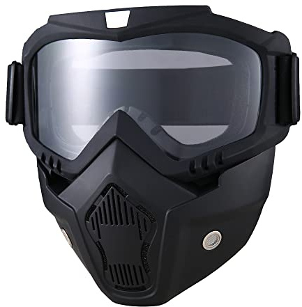 Motorcycle Goggles Dirt Bike ATV Motocross Anti-UV Adjustable Riding Offroad Protective Combat Tactical Clear Glasseswith Removable Face Mask Men Women