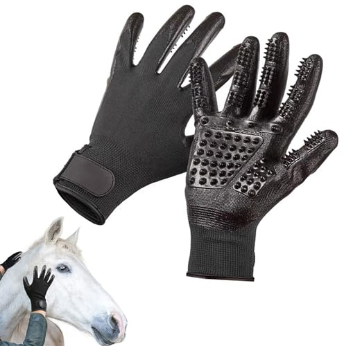 DHinkyoung Gants de toilettage pour chien, brosse de massage multifonctionnelle, gant en caoutchouc respirant, gants de toilettage pour chiens, chats, chevaux avec fourrure longue/courte