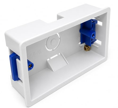 1pcs Double 2 Gang Dry Lining Back Plasterboard Box, Pattress Box with Adjustable Lugs 35mm, for Faceplate