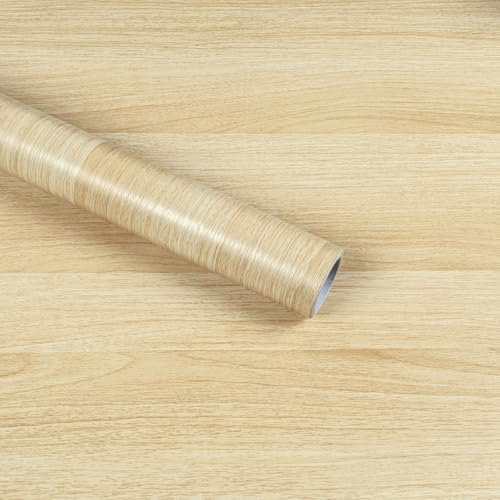 Abyssaly Carta Adesiva per Mobili Legno, Pellicola Adesiva per Mobili Marrone Chiaro, Carta da Parati Impermeabile PVC Rivestimento per Decorare Mobili Cucina Armadio 40cmX300cm