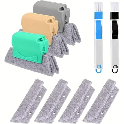 Pack 10 Cepillos Limpieza Hogar | Cepillo Limpia Rieles, Ranuras Ventanas, Limpiador de Persianas, Limpia Mosquiteras |Especial Cepillos Ranuras Ventanas y Rincones Dificiles|Bleaner Limpia Persianas