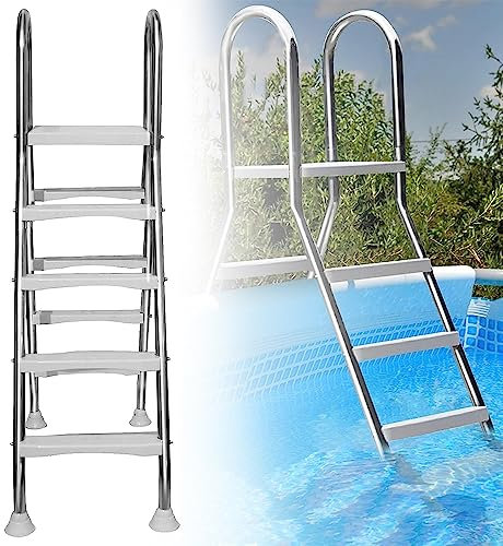 KLYDBMYT Escalera para Piscina elevada, 4 escalones, Capacidad de Carga de 500 LB, escalones de Piscina Antideslizantes de Doble Cara, para Piscina elevada en el Patio Trasero