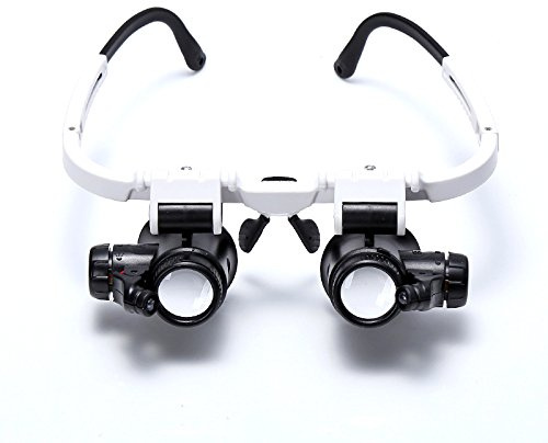 Okeeyseda 8x 15x 23x Lupa de ojo doble Llevar la cabeza Lupa iluminada para joyero reparacion de reloj Gafas de aumento con luz LED