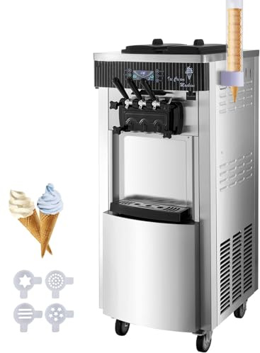 Furvveerr Máquina de Helados Profesional YKF-8228H Heladera Soft Serve con Compresor Autorefrigerante,2200W,20-28L/H,Máquina para Hacer Helados Comercial,3 Sabores