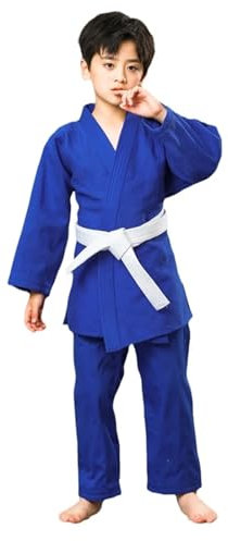 LSNNMU Judoanzug Single Weave Judo Gi Judo-Anzüge for Wettkampf oder Training, Judo-Kimono-Hose, weiß und blau, mit Gürtel FüR Das Training(Blue,140cm)