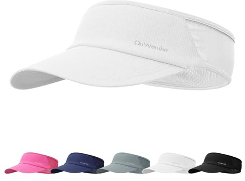 Sport Sun Visor Hat for Women Men - Lightweight Stretchy Polyester Spandex Quick Dry Sweatband Wrinkle Resistant White