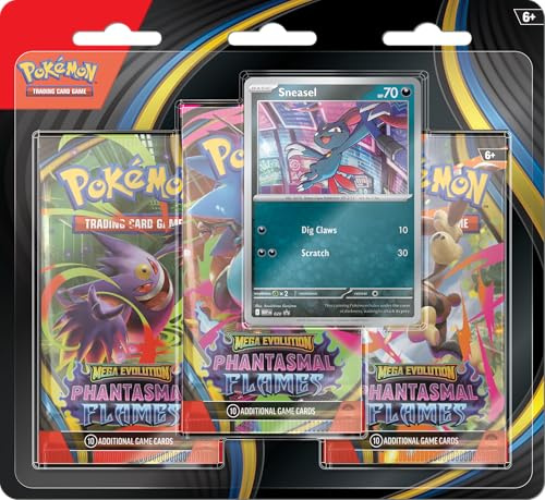 Pokémon TCG: Mega Evolution—Phantasmal Flames trippelpack nystan (1 foliekampanjkort och 3 boosterförpackningar)