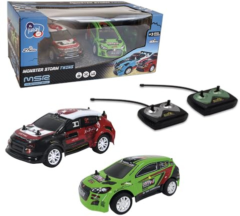 TACHAN -Coches R/C Rally Storm - Escala 1:26 - Doble frecuencia - Pack 2 Coches Verde/Azul teledirigidos (CPA Toy Group 733T01018)