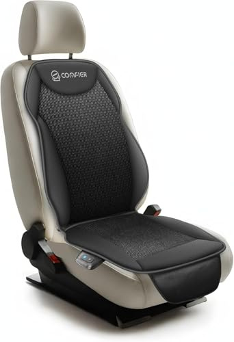 COMFIER 12V Masajeador Enfriante, Cubierta Ventilada para Asientos Delanteros, Temperatura Regulable, Diseño Universal para Turismos, Furgonetas y SUV, Color Negro
