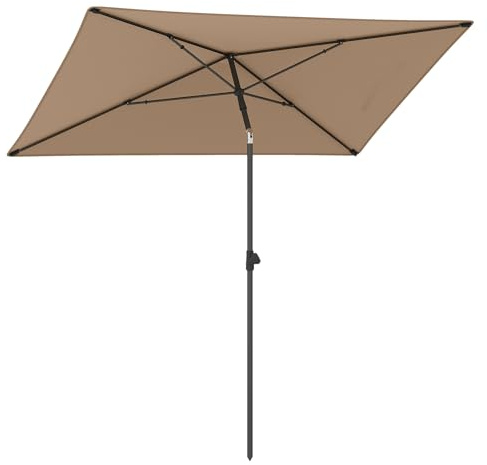COSTWAY Ombrellone da Balcone 213 x 140 cm, Inclinazione Regolabile, Anti-UV, con Borsa da Trasporto, per Giardino, Terrazzo, Spiaggia (Marrone)