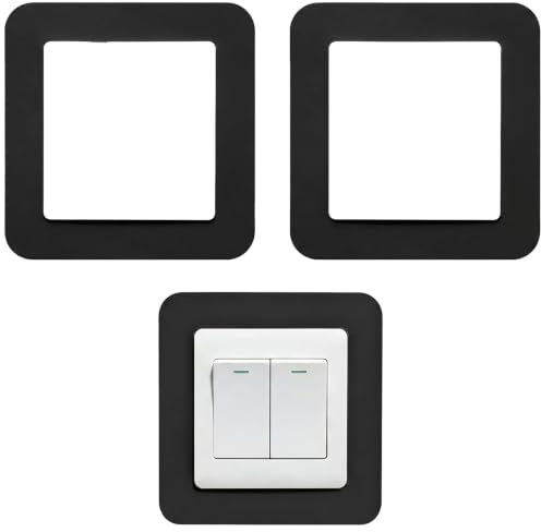 2 Pcs No Adhesive Needed Silicone Light Switch Surround, Black Single Socket Cover Plate, Removable Light Switch Cover Protection Guard for Home Office Wall Decoration