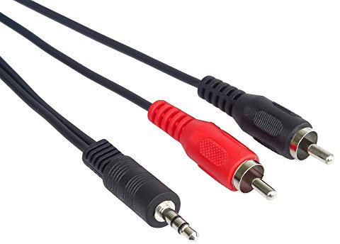 PremiumCord Câble Y Jack 3,5mm vers 2X RCA 2m, Audio Stéréo pour Appareil Photo Numérique, TV, Téléphones Portables, Mp3, HiFi - Noir