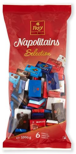Frey 1kg Napolitains Selection Schokolade Mischbeutel - Mini Schokoladentafeln aus 6 Sorten - Schweizer Mini Schokoladen Tafeln - Großpackung 1x 1000 g - UTZ-zertifiziert
