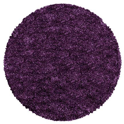 Carpetsale24 Shaggy Hochflor Teppich Lila 160 cm Rund Extra Weich & Waschbar - Jute Rückseite für Fußbodenheizung, Einfarbig & Flauschig für Wohnzimmer & Schlafzimmer