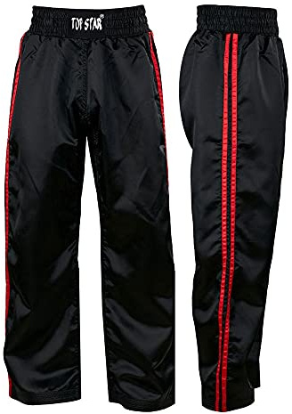 Aasta Kickboxing Martial Arts Karate Trousers Professional Boxing Training Equipment for Kids with Polyester Fabric Black Trouser (Black Red, 1/140)
