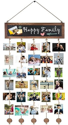 IULONEE Collage Photo Holder Organizer Hanging Display Picture Board DIY Picture Frames Collage Photo Frames Multiple Pictures Hanging Photo Display Wood Picture Frames Collage For Wall