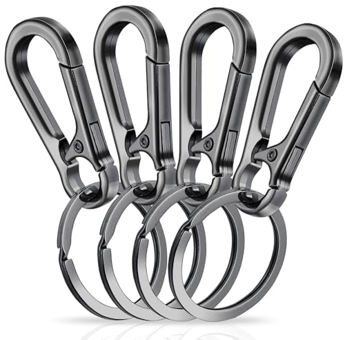 Amaxiu Heavy Duty Metal Keychain, Zinc Alloy Key Chain with Keyring Quick Release Carabiner Clips Keyring Holder Organizer Car Key Finder Hook Keys Clip for Men Women (4 Pcs)