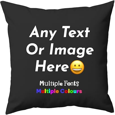 Varsany Black Personalised Cushion - Fairtrade Certified - 100% Washed Cotton Canvas | Customisable & Personalised Photo Options