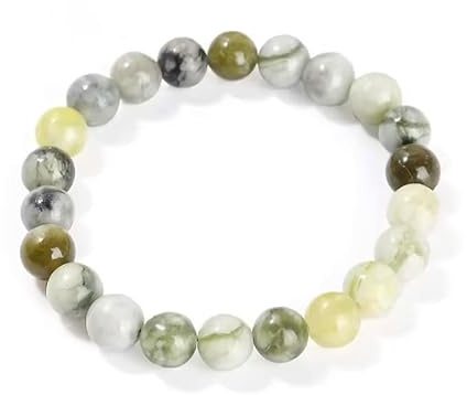 Blomsterjade armband | 100% äkta naturstenar | bekvämt och elegant | koreanskt elastiskt snöre och smyckeskrin medföljer (Blomsterjade, 8mm)
