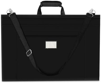 Mordx 54 x 66cm-Aufbewahrungstasche für Zeichenbrett mit Griff,Transporttasche für Zeichenplatte, Schwarze Kunsttasche für Künstlerbedarf, Bücher und Ordner, mit Schultergurt- Schwarz