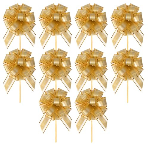 SSKHE 10 cintas grandes de boda para coche, kit de cinta dorada para boda, lazo de organza para decoración de fiesta