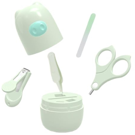 yakermur Baby-nagelset, baby-nagelklipparset – söt tecknad djur-babynagelklippare | Baby-nagelklippare och sax-set, baby-manikyrset och pedikyrset med förvaringslåda för