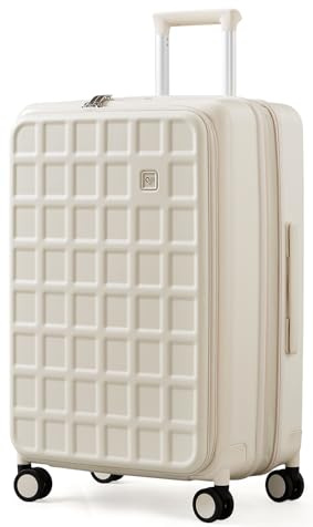 aji Koffer Groß 46x30.5x66cm Oben Offen Handgepäck Koffer 105 Liter Erweiterbar Leicht Reisekoffer mit Rollen und TSA Schloss für 5-7-Tägige Reisen, 26 Inch Weiß