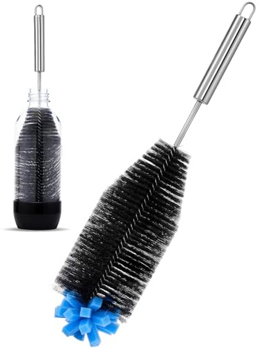 Flaskborste Rengörare - 31cm Flaskborste För Hals Glasflaskor - Rostfritt Stål Verktyg Med Mjuk Återanvändbar Köksaccessoar För Glas, Vinglas Och Vattendunkar