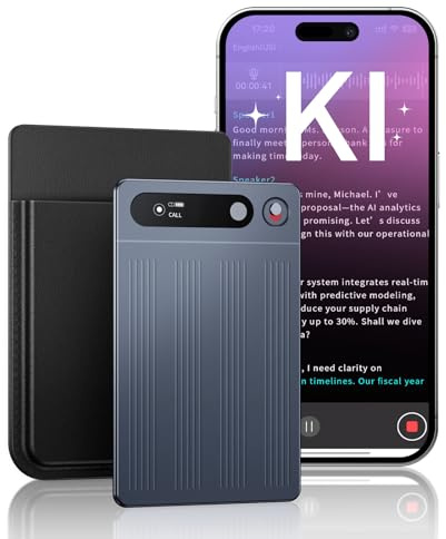 Diktiergerät Mit Hülle,64GB Aufnahmegerät Mit KI Transkription & Zusammenfassung,Tragbar Digitales Diktiergerät Unterstützt 134 Sprachen,Mini-OLED-Display,Voice Recorder Für Vorlesungen/Meetings