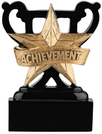 SilverTrophy: Achievement Trophy, Star Award, School Prize, Office Recognition, Kids Sports Day, Staff Reward, Employee of the Month, Well Done Present, Black & Gold, Mini Cup, Custom Personalise Gift