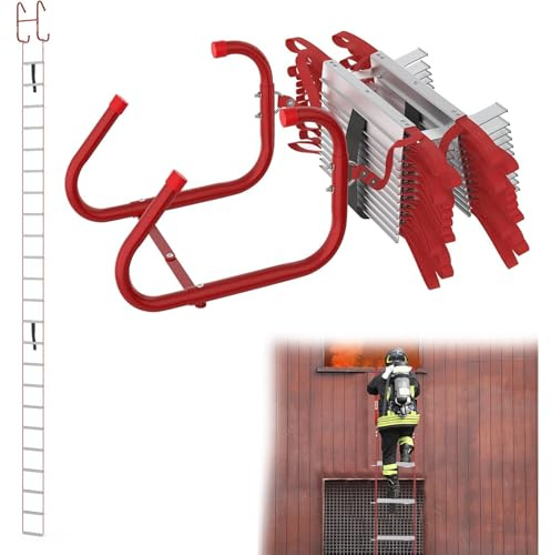 JIYINGHUI Emergency Fire Escape Ladder, Portable 2-4 Story Retractable Adults Kiddie Safety Window Ladder with Wide Steps, Center Support & Anti-Slip Rungs for Indoor or Outdoor 7.5M/24FT